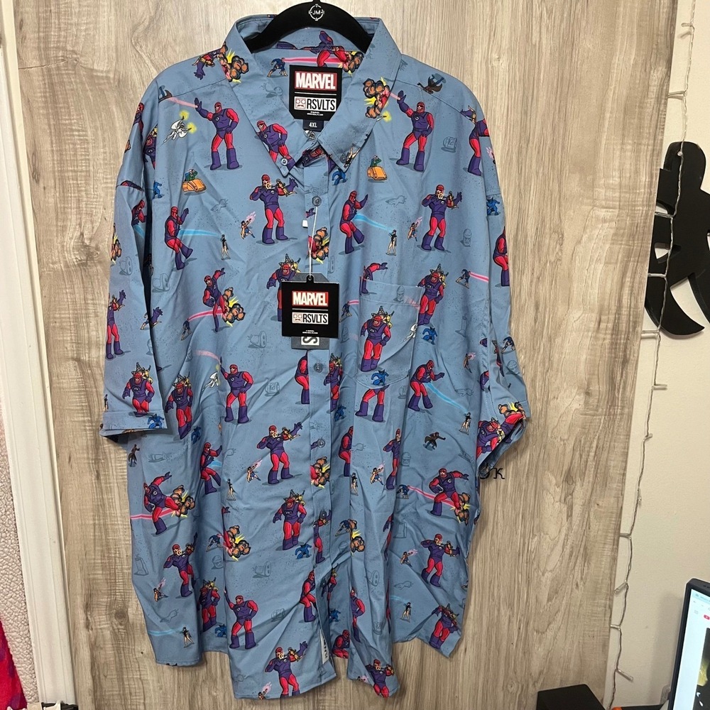 RSVLTS 4XL X-men "Night Of The Sentinels" Short Sleeve Button Down Marvel
